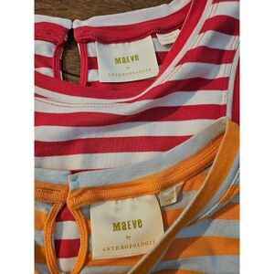 Maeve by Anthropologie Set of 2 Orange & Red Stripe‎ Sleeveless Crop Tops Medium